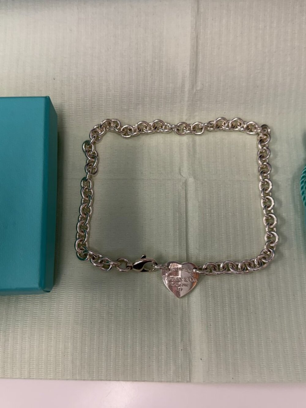 Tiffany & Co. Silver Heart Tag Chain Necklace from early 2000s